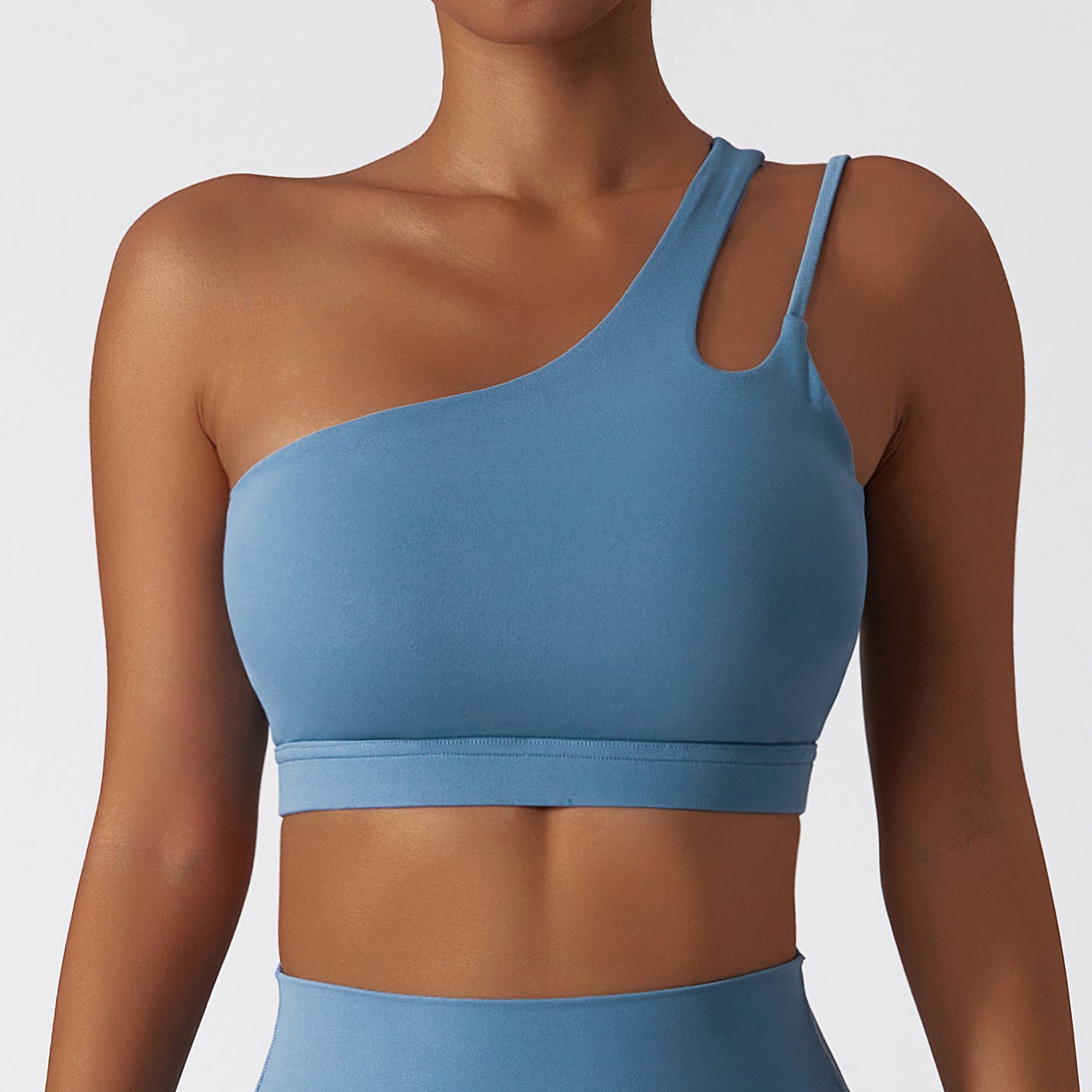 One Shoulder Cut Out Yoga Bra