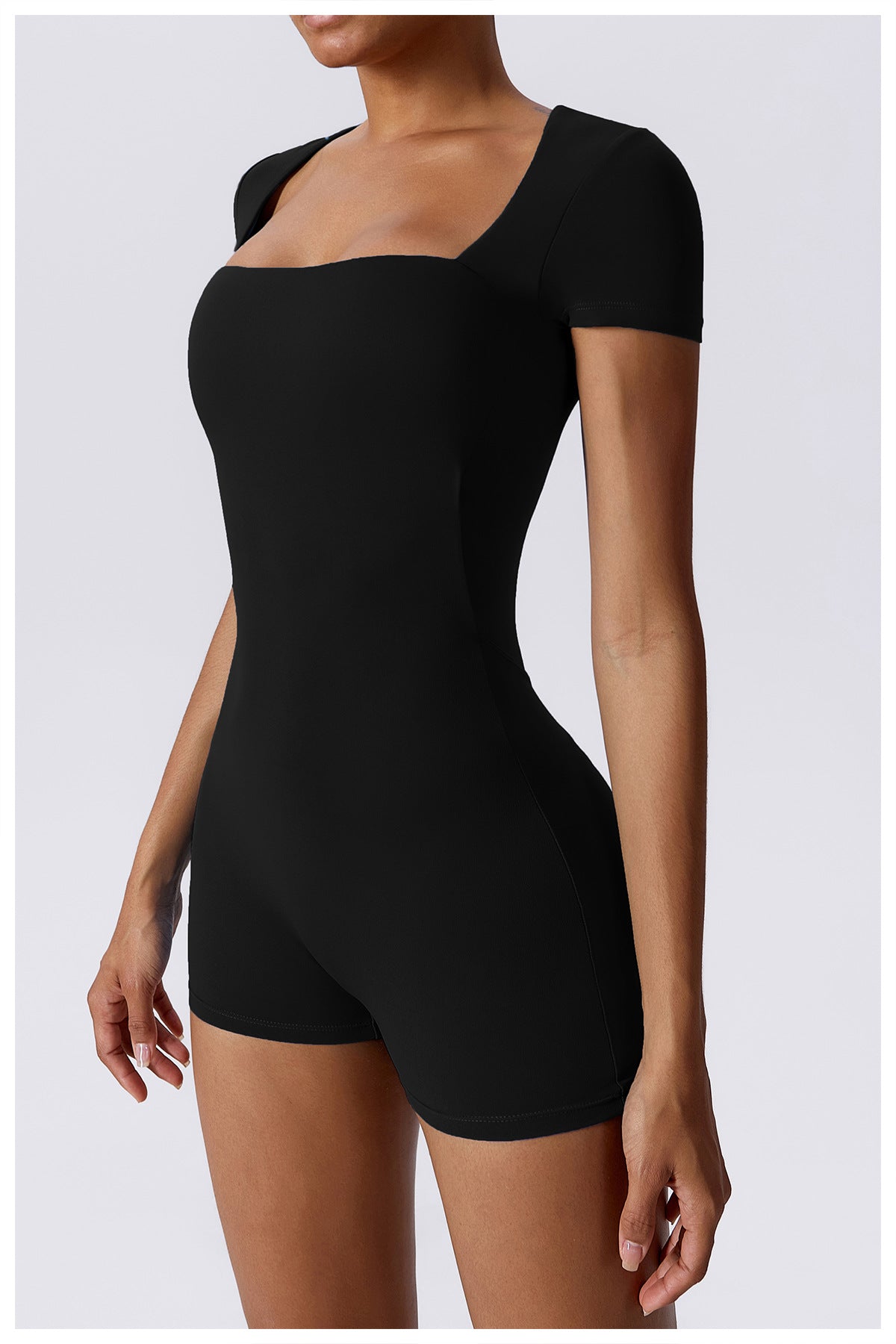 Cap Sleeve Square Neck Yoga Romper