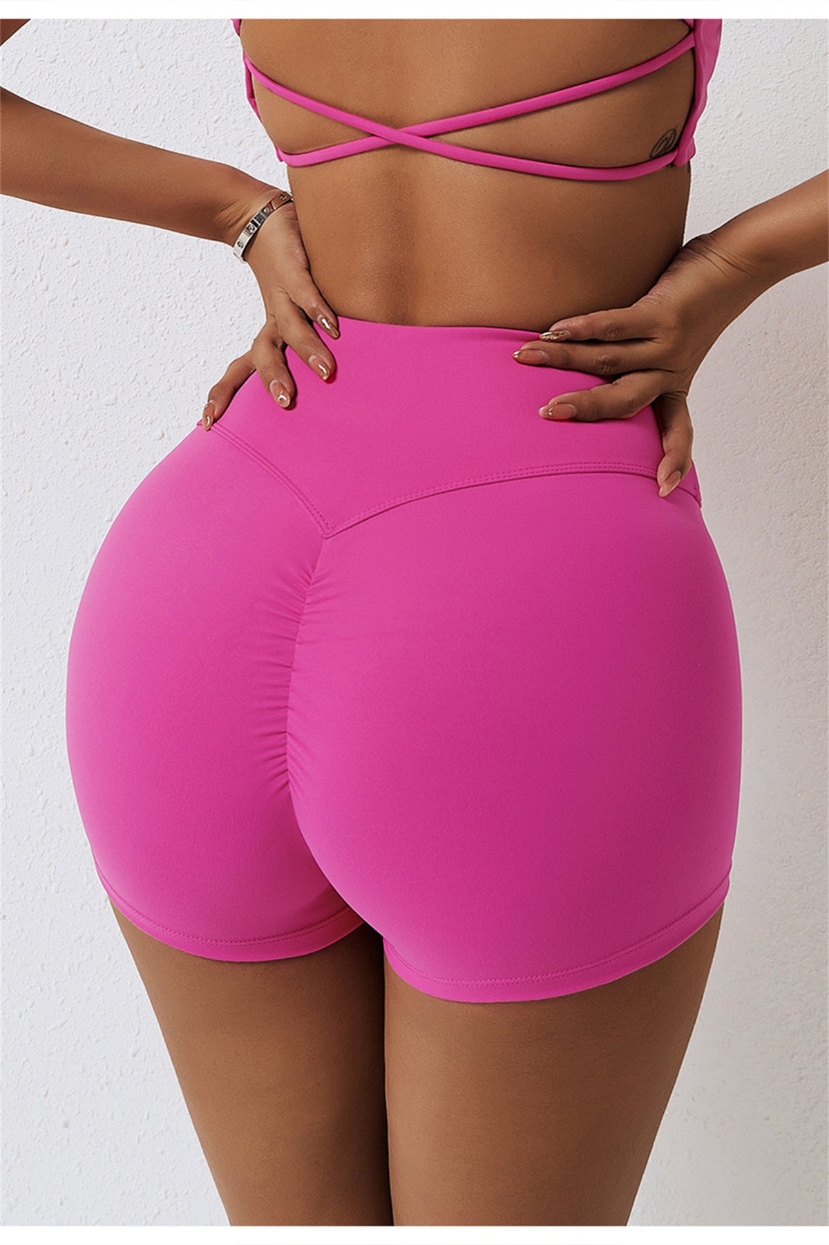 High Waisted Ruched Yoga Shorts