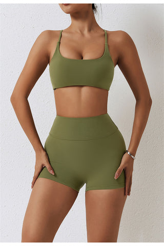 High Waisted Ruched Yoga Shorts