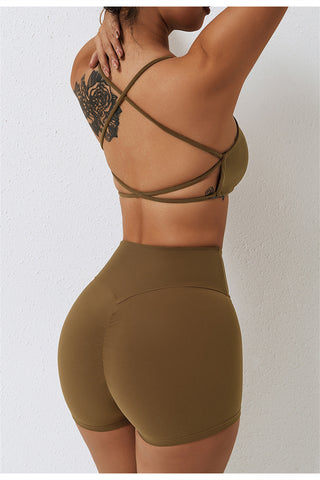 High Waisted Ruched Yoga Shorts
