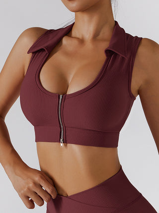 Collared Zip Front Sports Tank Top