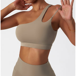 One Shoulder Cut Out Yoga Bra