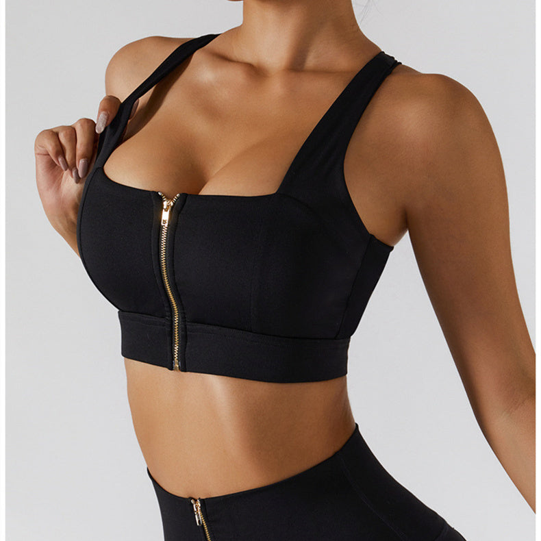 Zip Front Backless Crisscross Sports Bra
