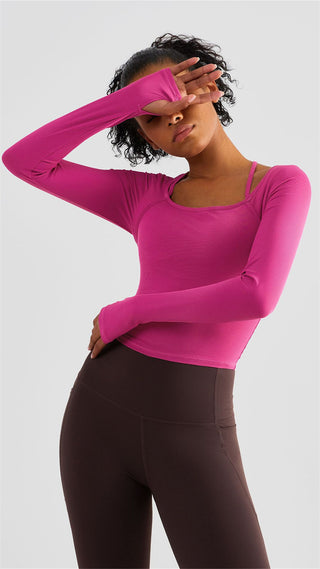 Ribbed Halter Strap Thumb Hole Sports Top