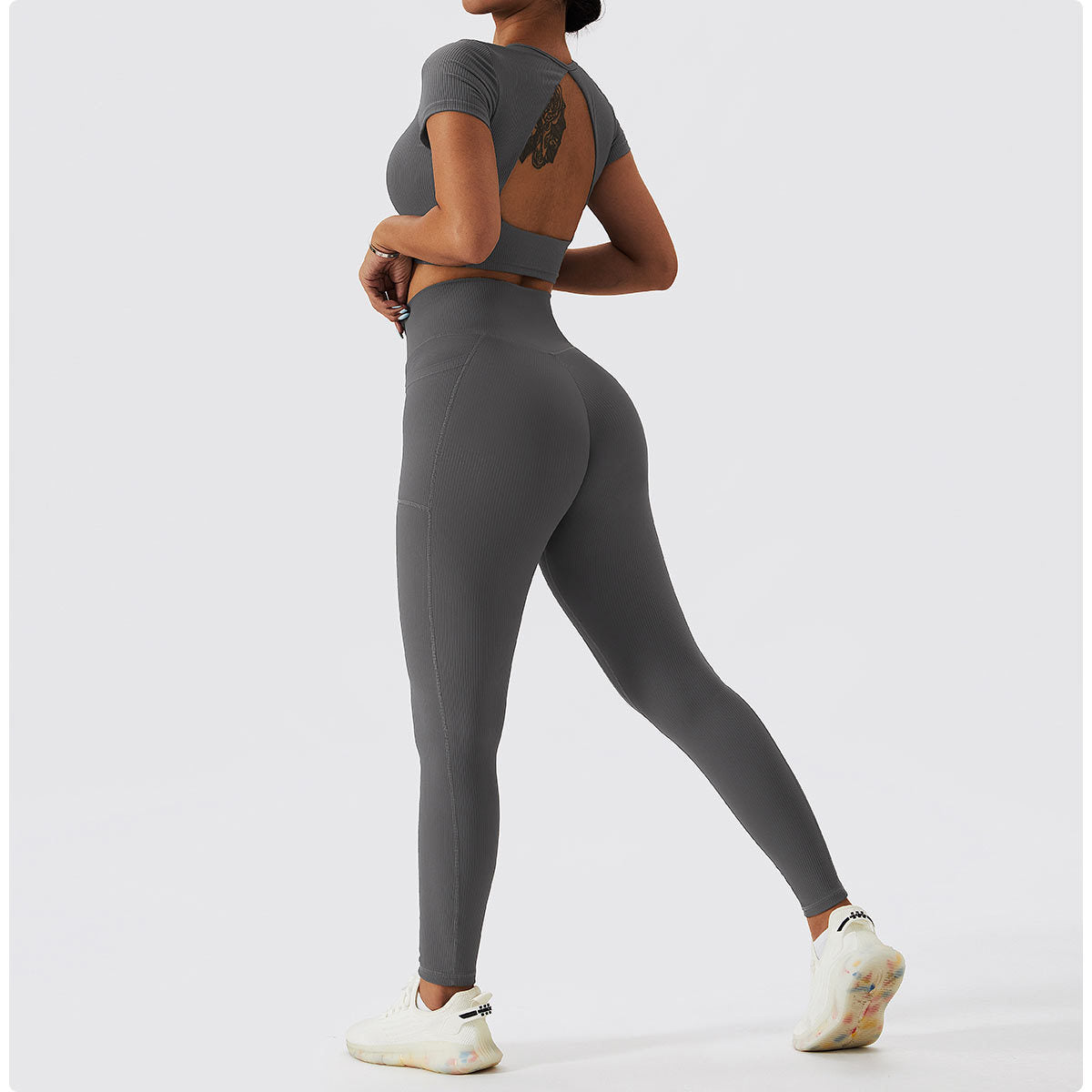 Short Sleeve Backless Top
