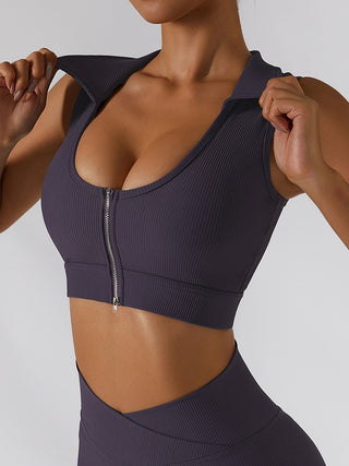 Collared Zip Front Sports Tank Top