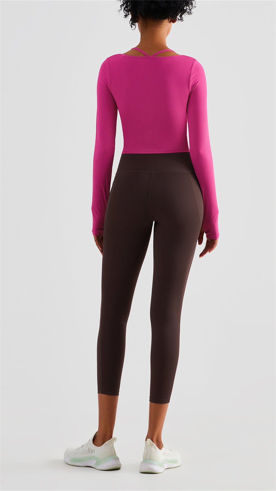 Ribbed Halter Strap Thumb Hole Sports Top