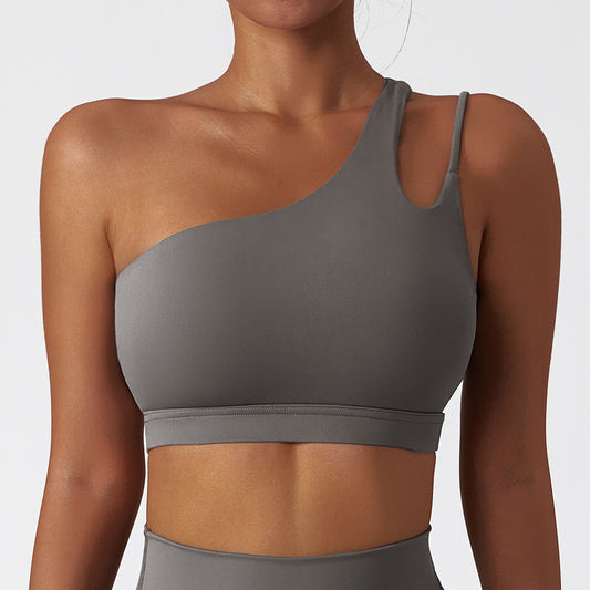 One Shoulder Cut Out Yoga Bra