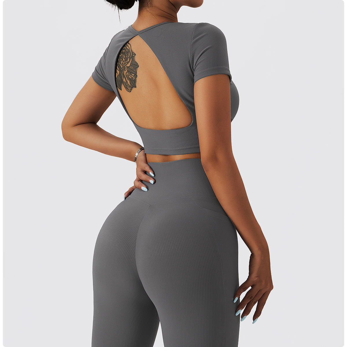 Short Sleeve Backless Top