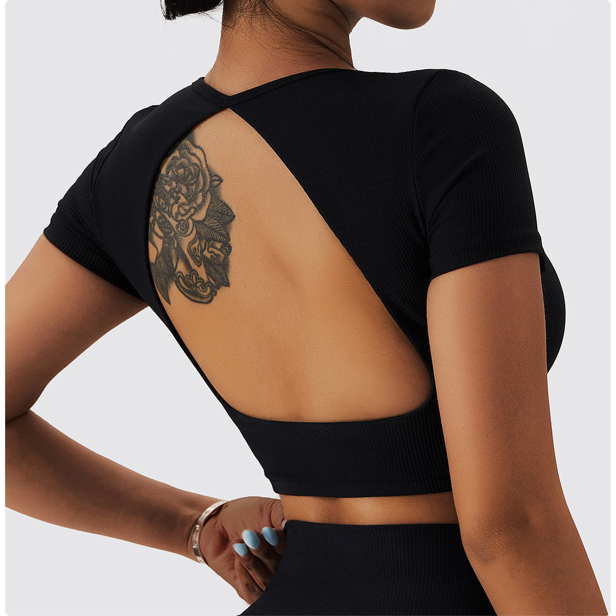 Short Sleeve Backless Top