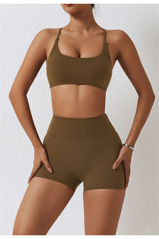 High Waisted Ruched Yoga Shorts