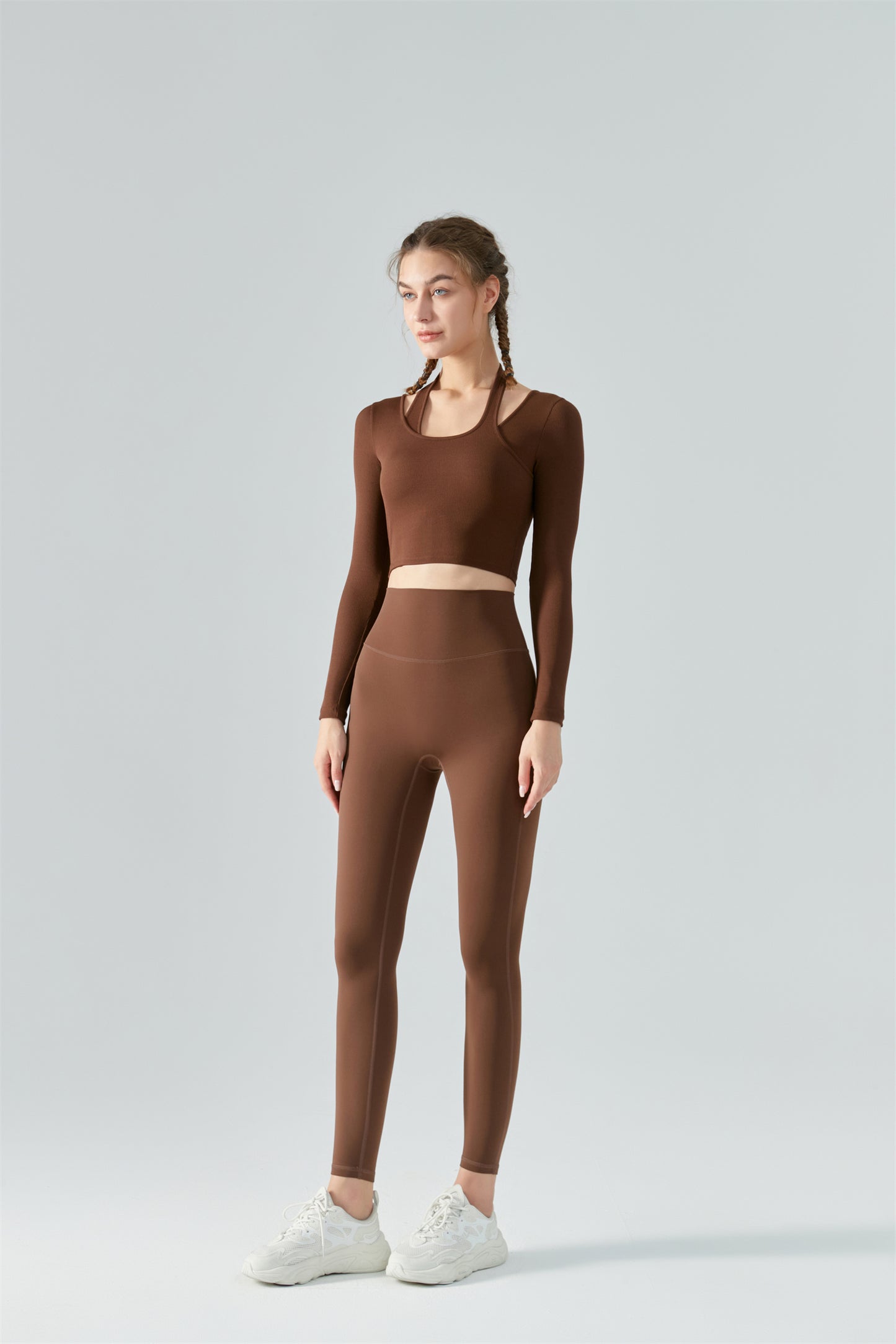 Ribbed Halter Strap Sports Top
