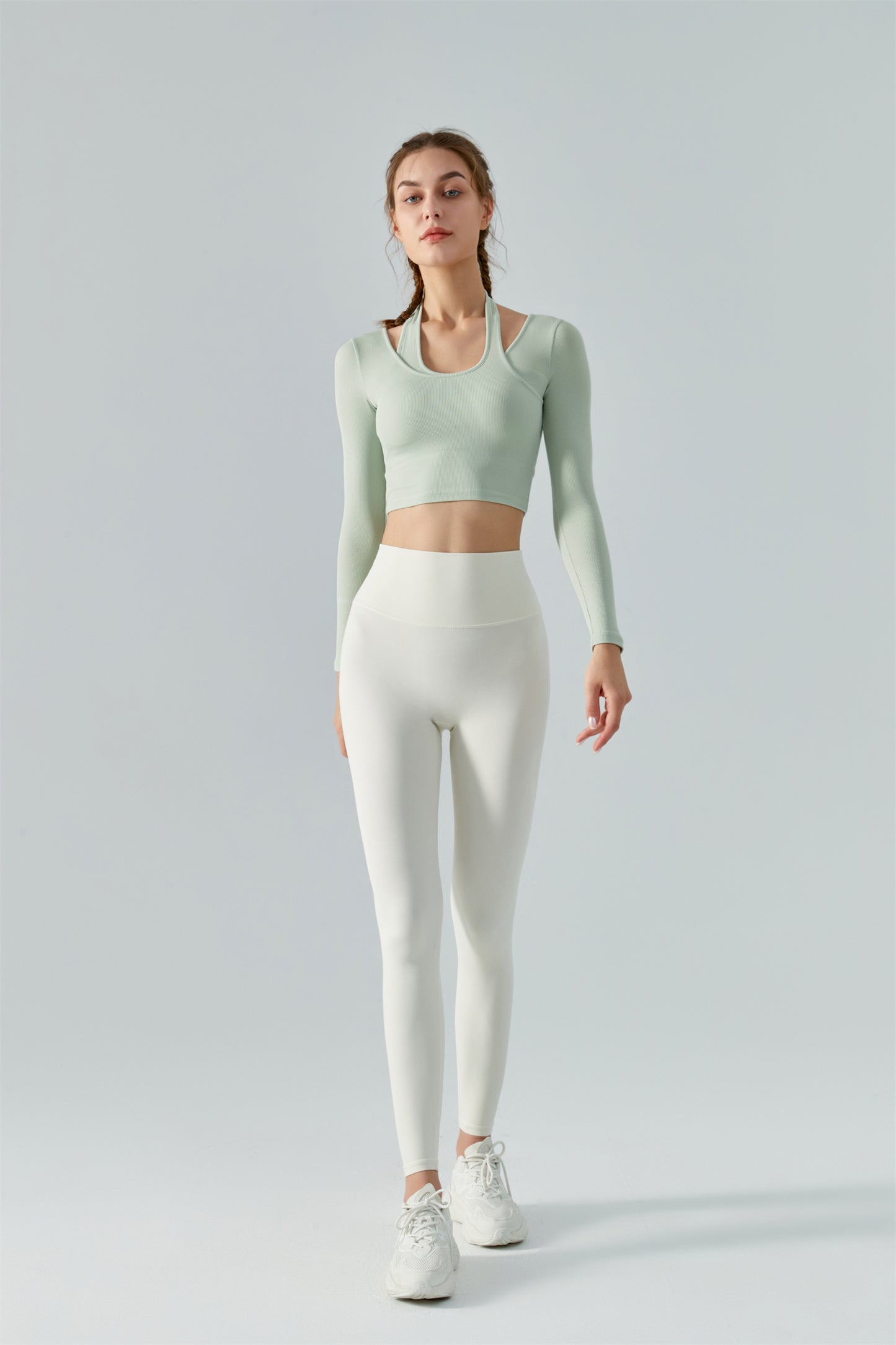 Ribbed Halter Strap Sports Top