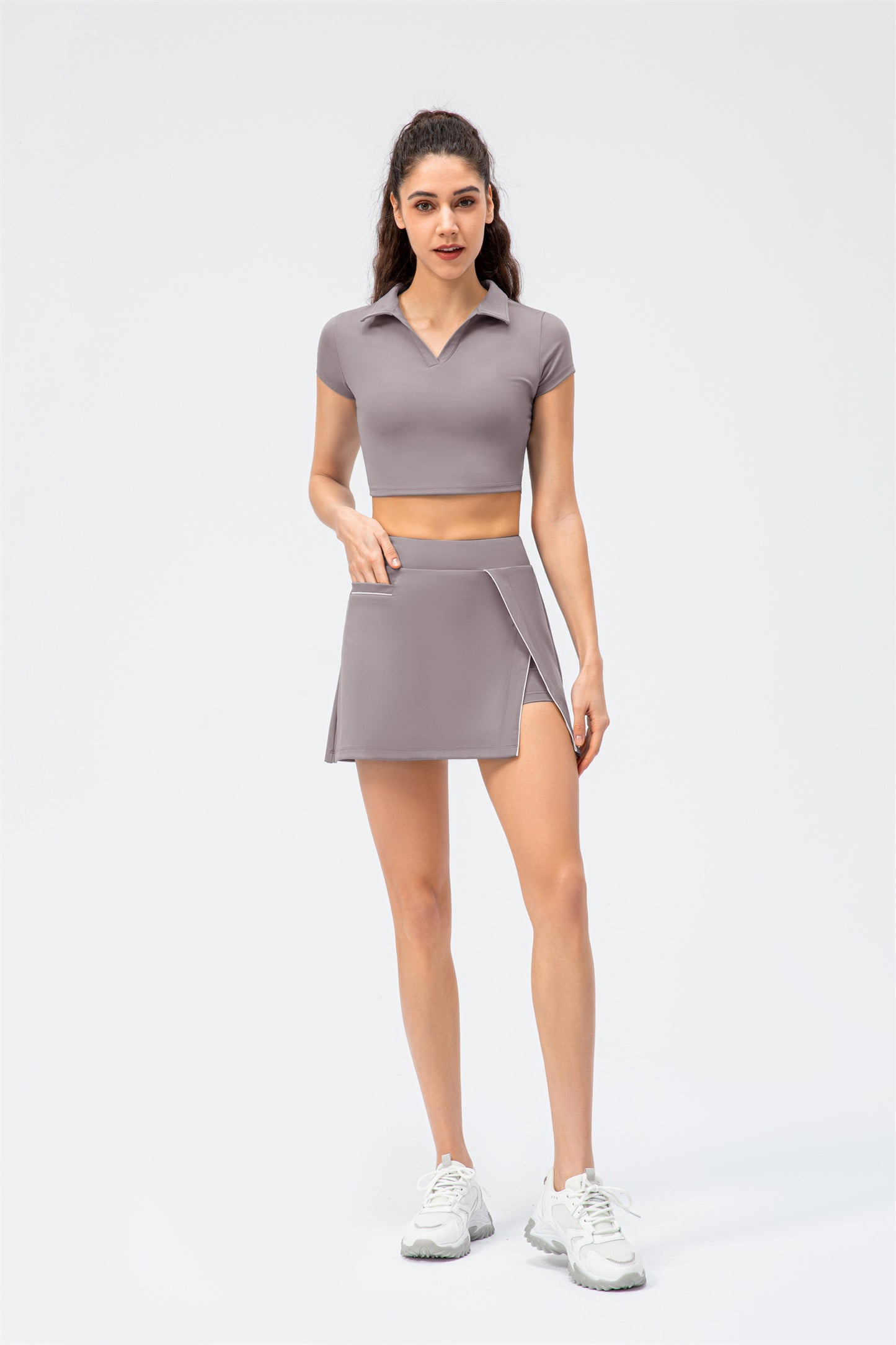 V-Neck Cropped High Waist Top