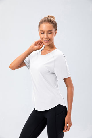 Short Sleeve Curved Hem Sports Top- Twinkle