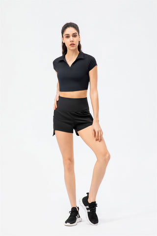 V-Neck Cropped High Waist Top