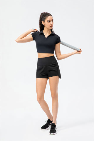 V-Neck Cropped High Waist Top