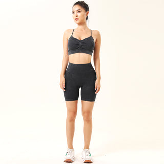 Workout Sets Sexy Ruched Sports Bra & Shorts