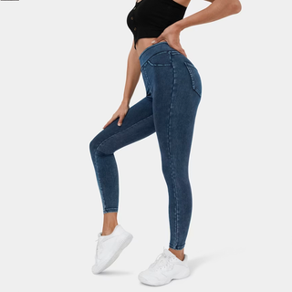 High Waisted Stretchy Denim Leggings