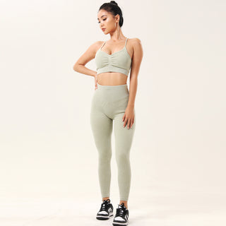 Workout Sets Sexy Ruched Sports Bra & Leggings