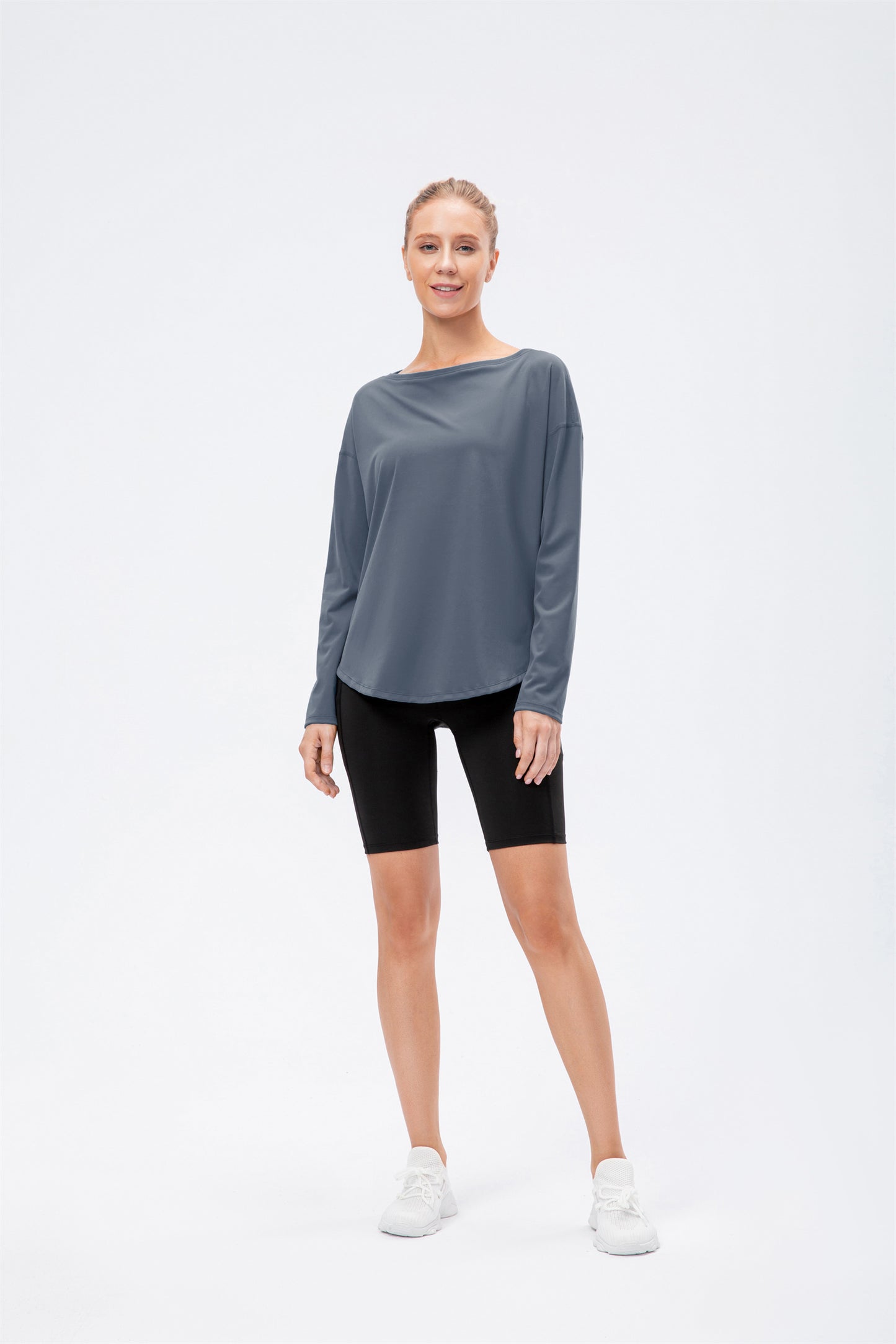 Long Sleeve Drape Cut Sportwear Curved Hem Tracksuit