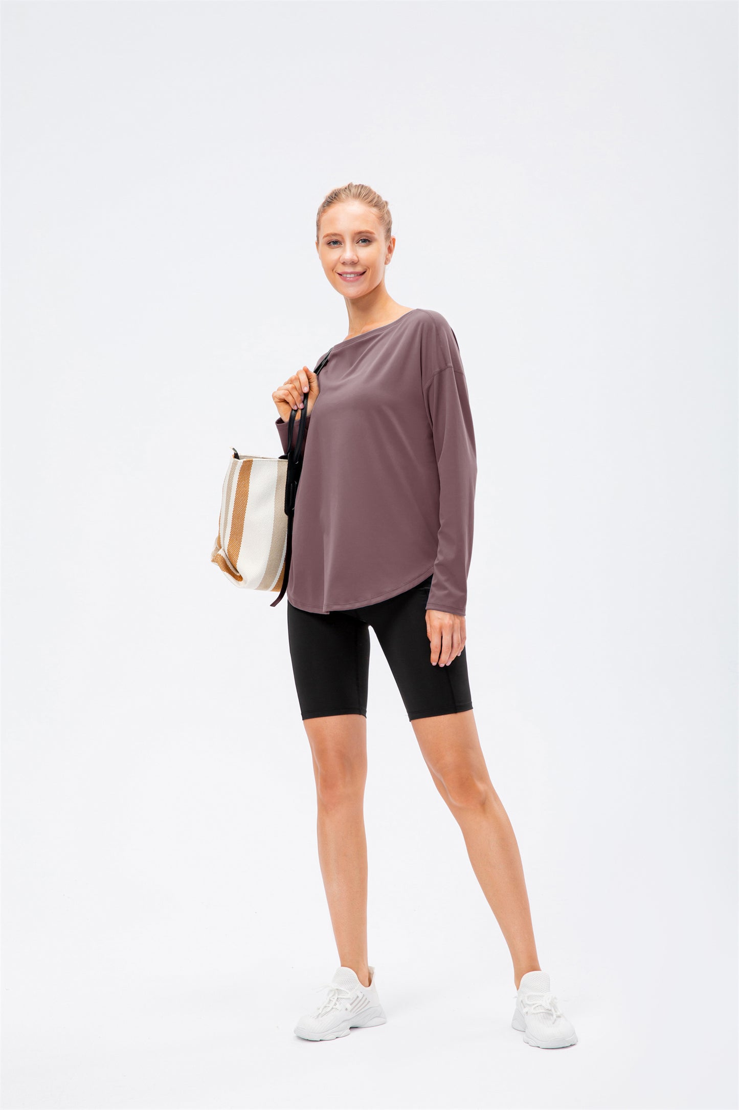 Long Sleeve Drape Cut Sportwear Curved Hem Tracksuit