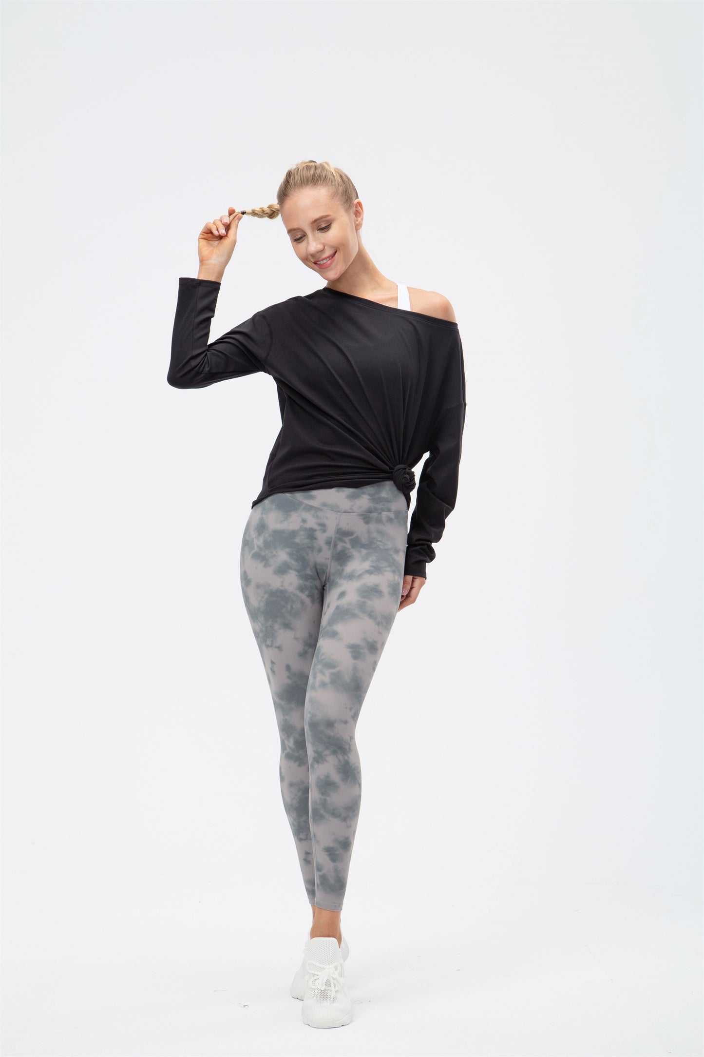 Long Sleeve Drape Cut Sportwear Curved Hem Tracksuit