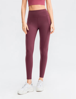 High Waisted Double Pocket Plain Leggings