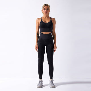 Seamless Gym Yoga Set Sports Bra & Leggings Snake Print for Women