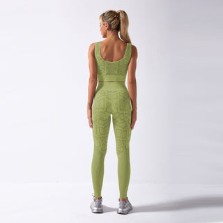 Seamless Gym Yoga Set Sports Bra & Leggings Snake Print for Women