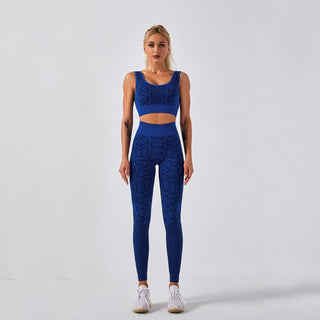 Seamless Gym Yoga Set Sports Bra & Leggings Snake Print for Women