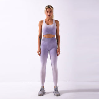 Seamless Gym Yoga Set Tie Dye Sports Bra & Leggings for Women