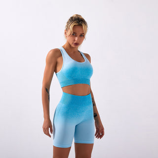 Seamless Gym Yoga Three-piece Set Tie Dye Tank Top & Shorts & Leggings