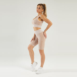 Seamless Gym Yoga Set Sports Bra & Shorts Snake Print
