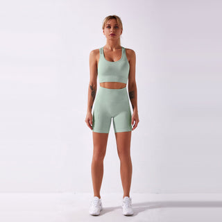 Seamless Gym Yoga Set Sports Bra & Shorts for Women