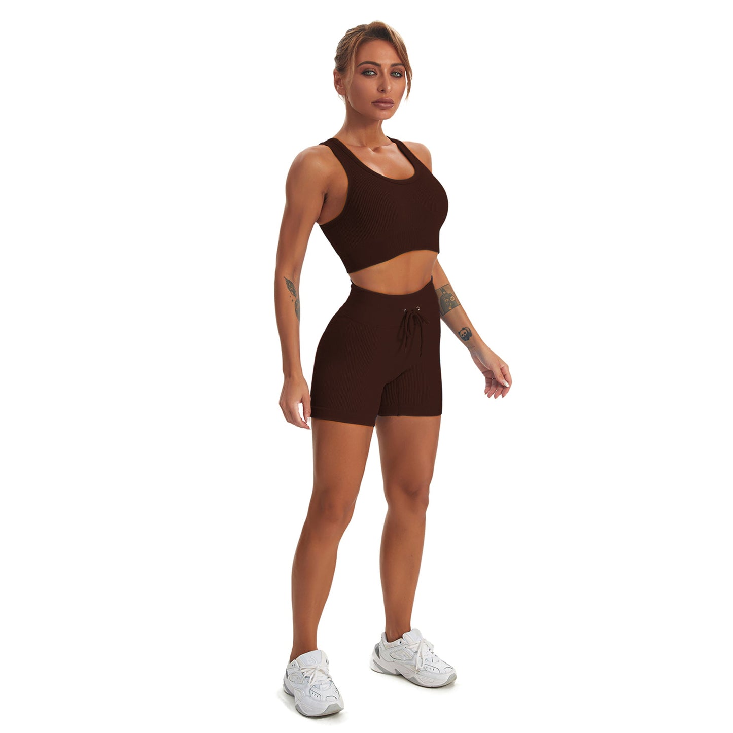 Seamless Gym Yoga Set Tank Top & Shorts for Women