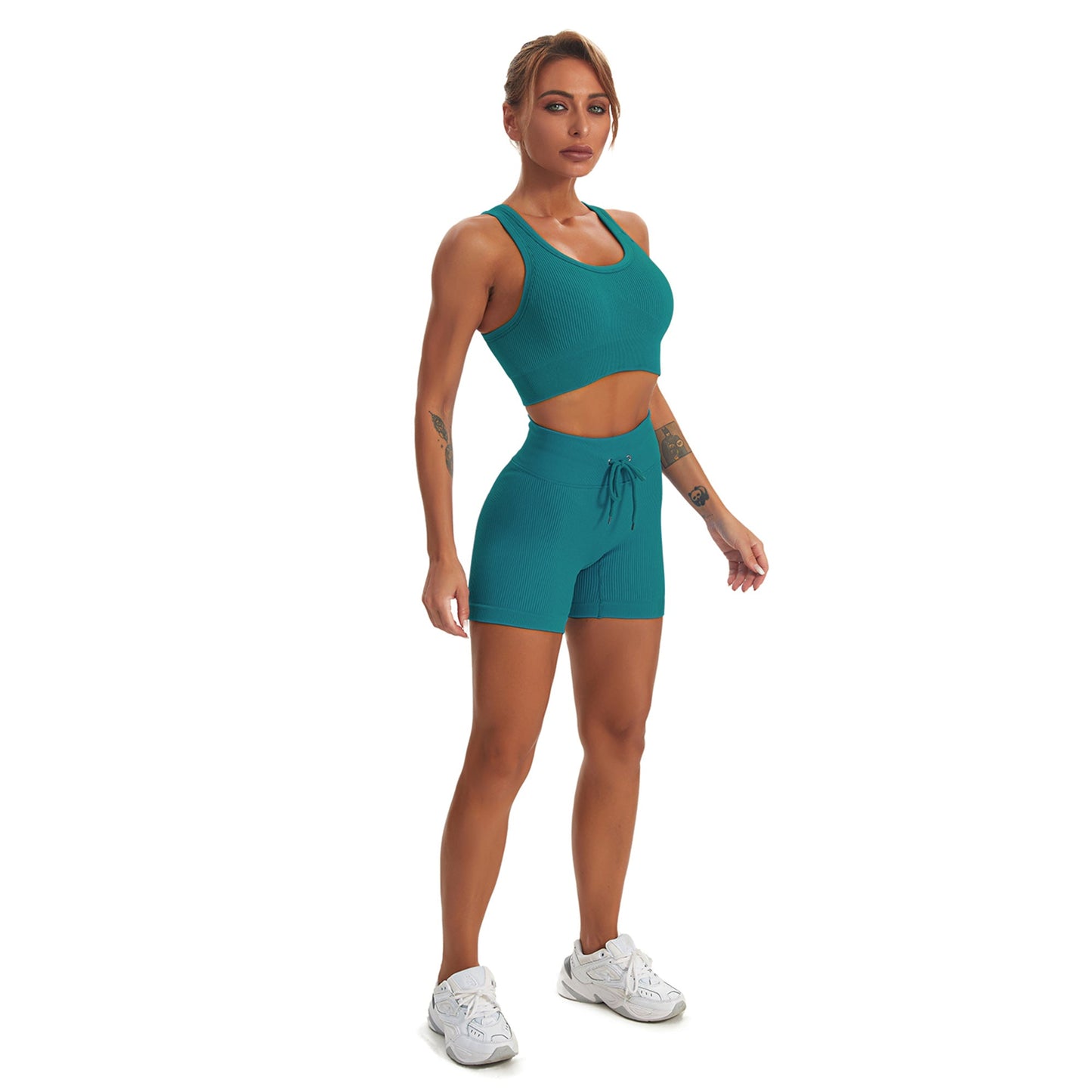 Seamless Gym Yoga Set Tank Top & Shorts for Women