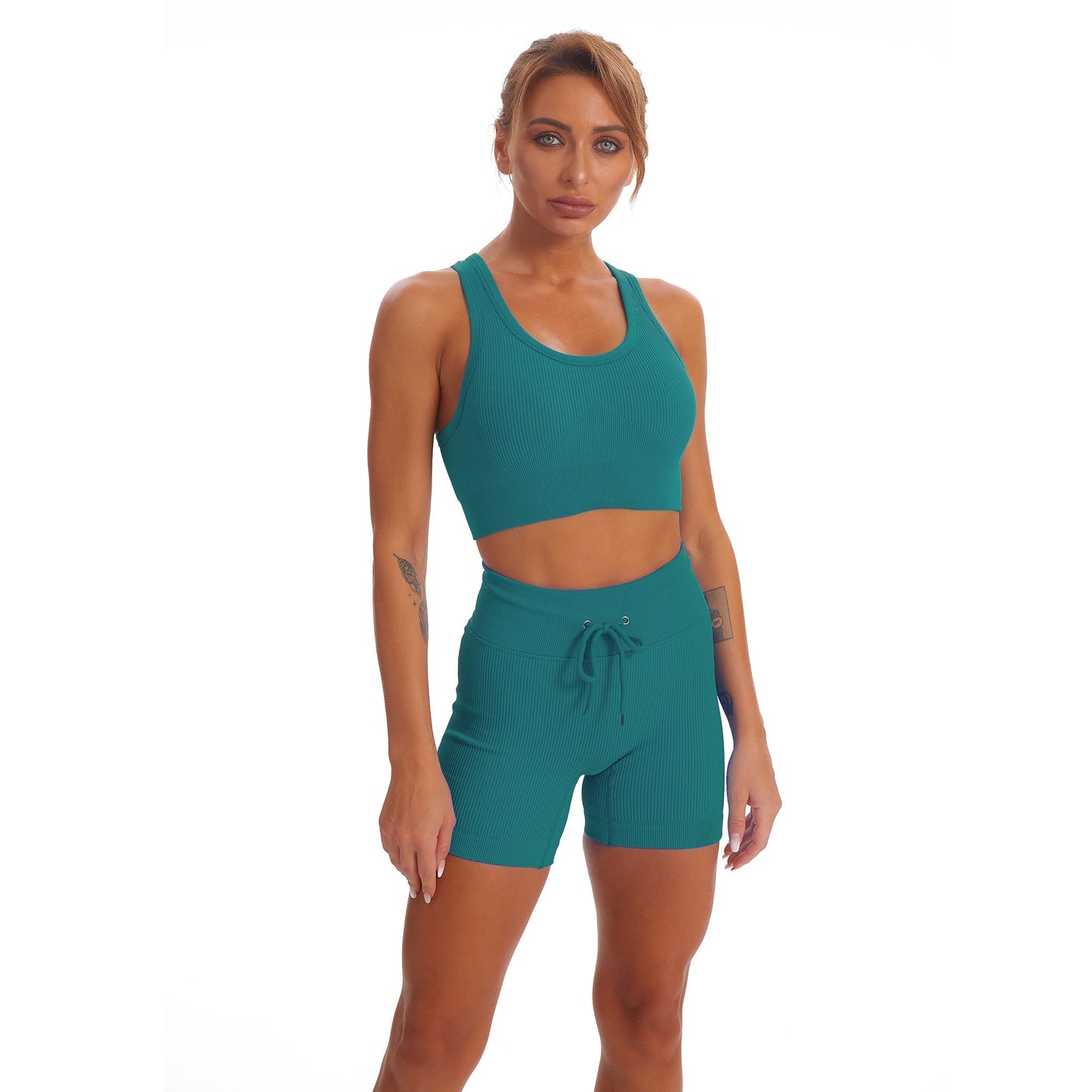 Seamless Gym Yoga Set Tank Top & Shorts for Women