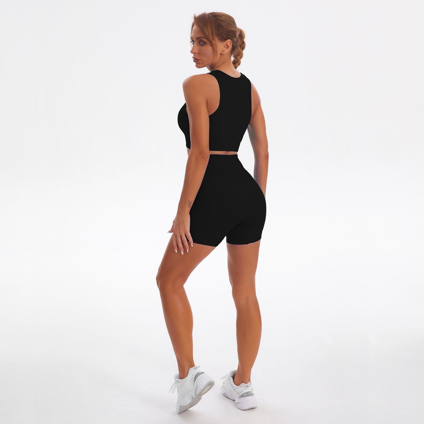 Seamless Gym Yoga Set Tank Top & Shorts for Women