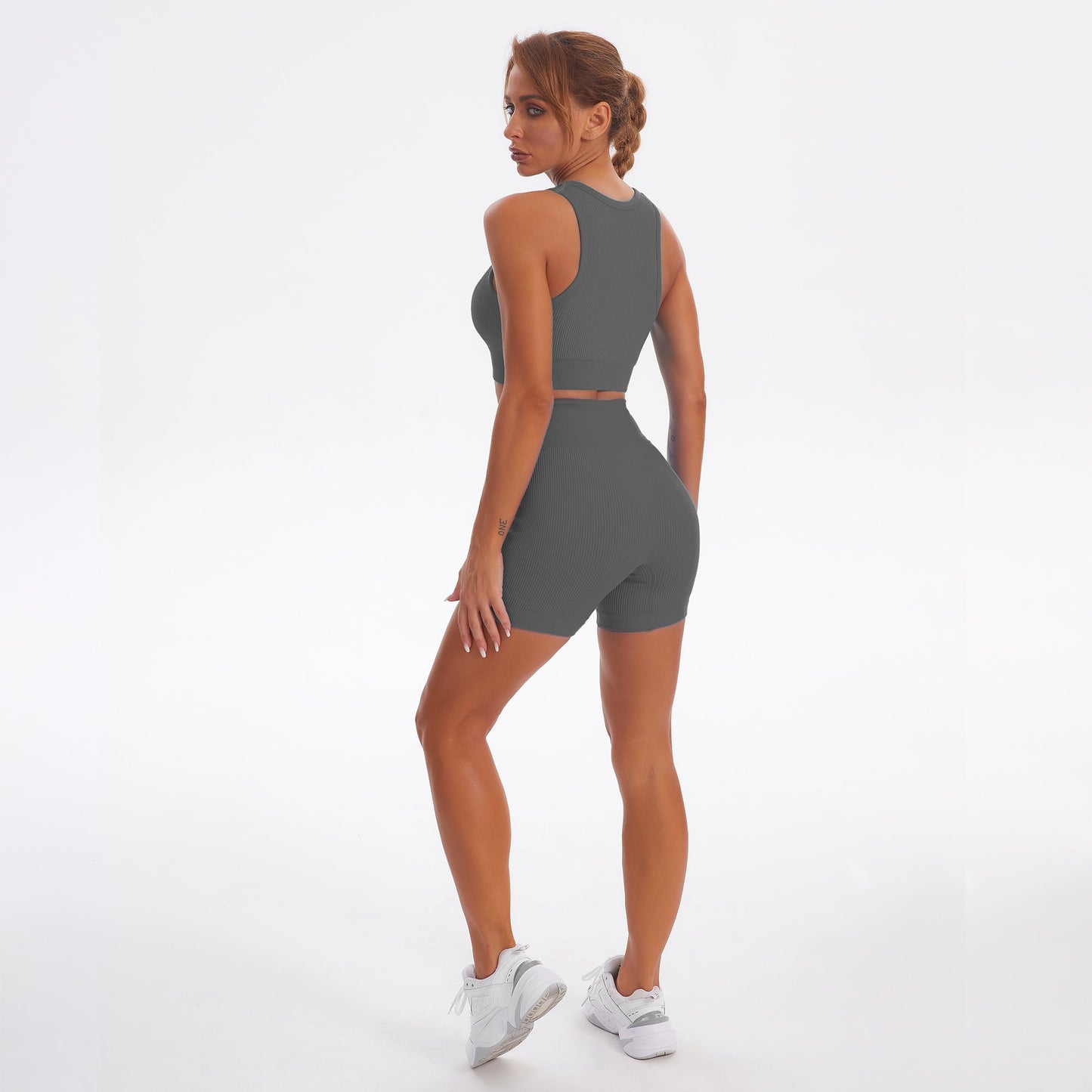 Seamless Gym Yoga Set Tank Top & Shorts for Women