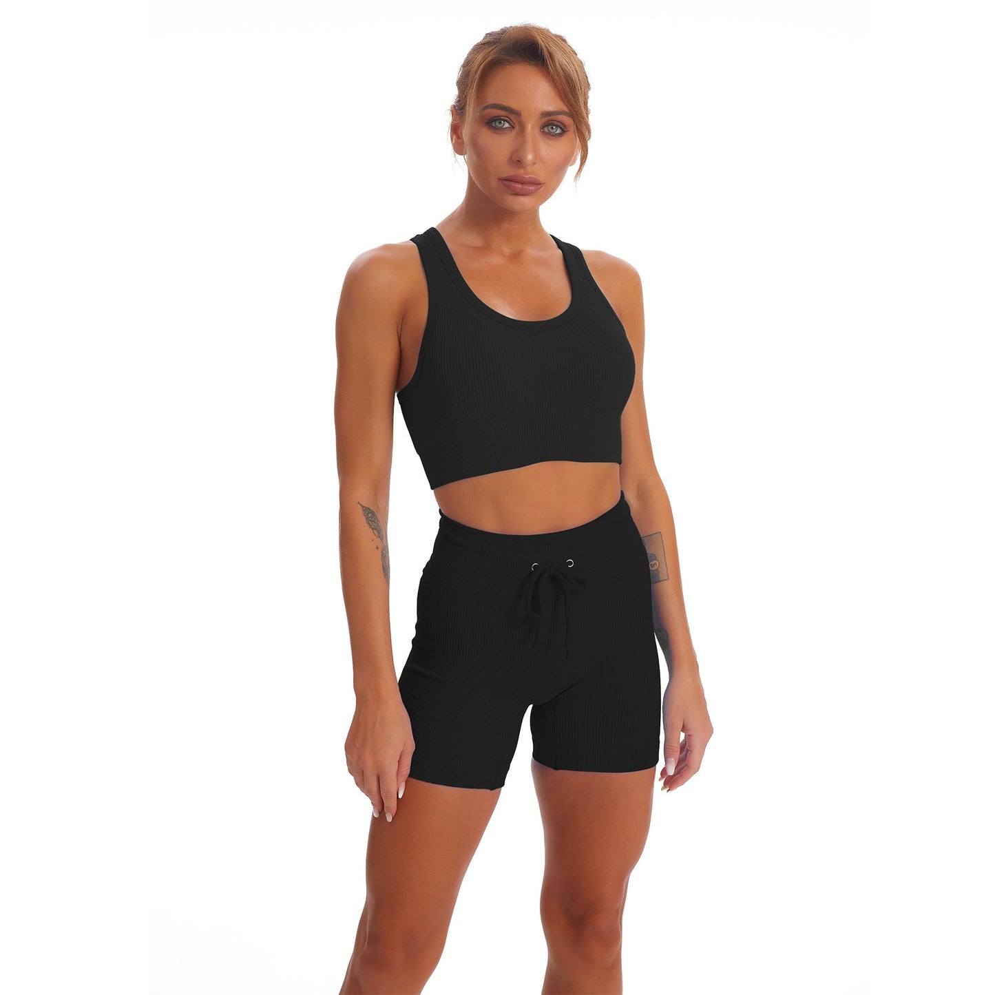 Seamless Gym Yoga Set Tank Top & Shorts for Women
