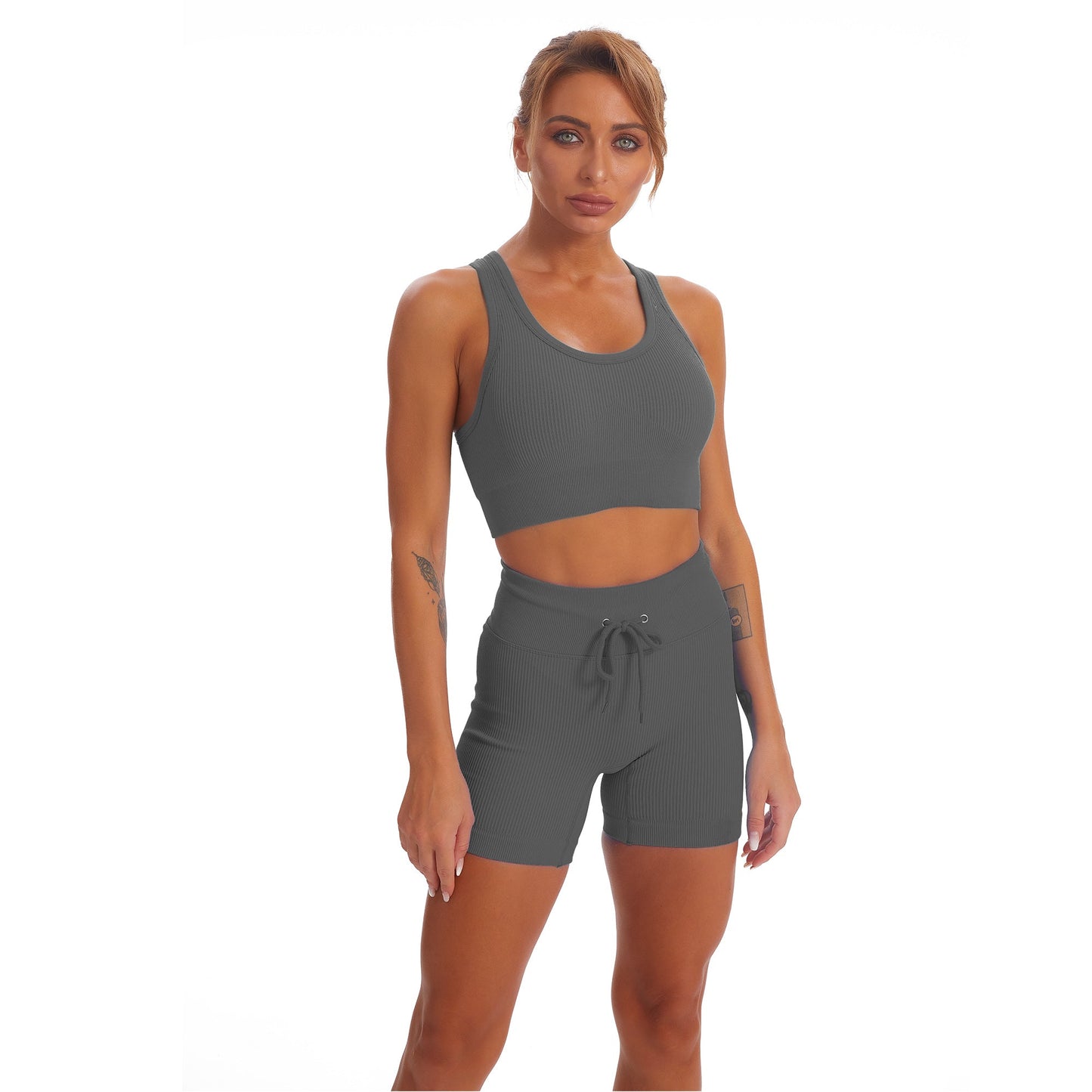Seamless Gym Yoga Set Tank Top & Shorts for Women