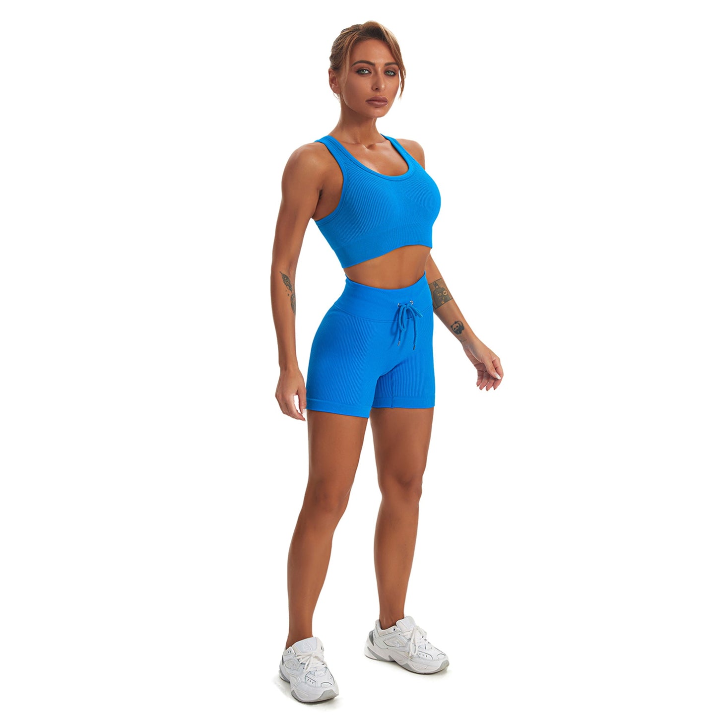Seamless Gym Yoga Set Tank Top & Shorts for Women