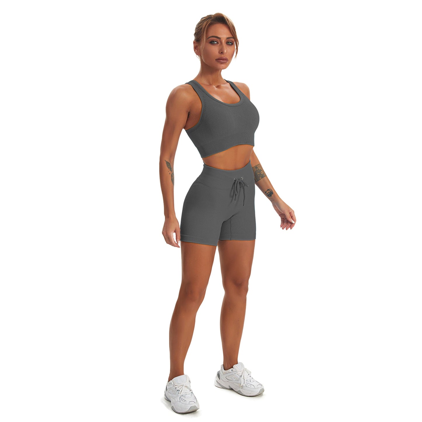 Seamless Gym Yoga Set Tank Top & Shorts for Women
