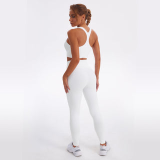 Seamless Gym Yoga Set Zip Up Sports Tank Top & Leggings for Women