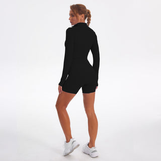 Seamless Gym Yoga Set Long Sleeve & Shorts for Women