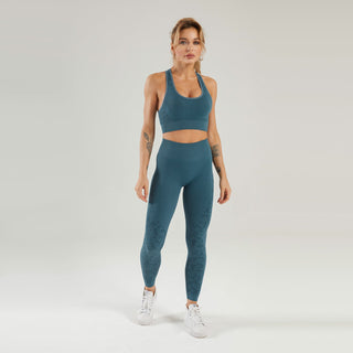 Seamless Gym Yoga Set Sports Bra & Leggings Floral Print for Women
